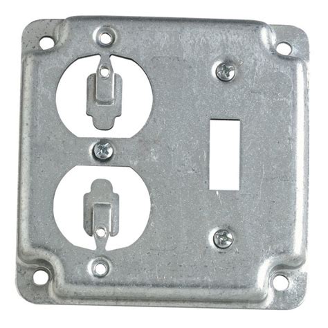 4 inch square metal electrical box cover double|4x4 junction box with cover.